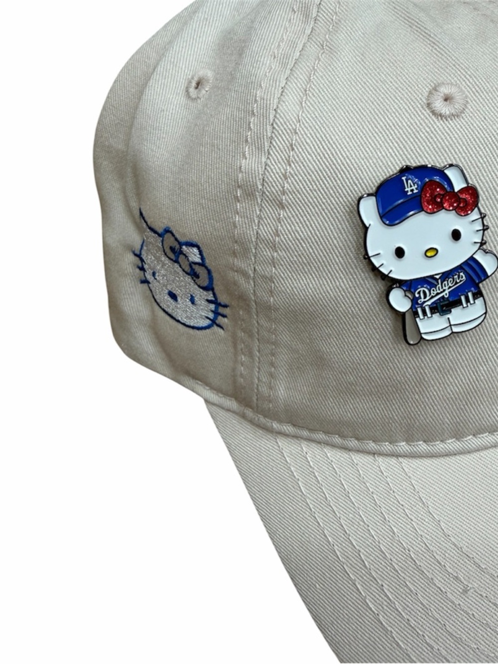 LA Dodgers x Hello Kitty Beige Baseball Cap hello kitty dodgers cap custom HAT - Picture 3 of 4